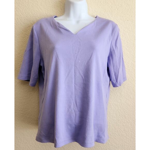 Draper's & Damon's Purple V Neck Top PM Lightweight Short Sleeves Stretch Soft - Picture 1 of 5